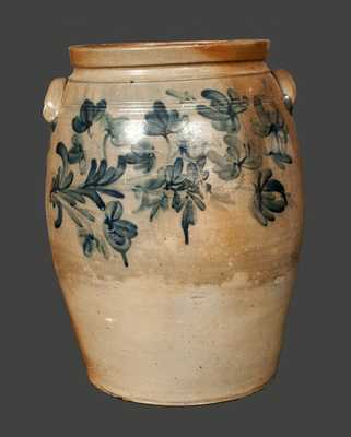 Rare 8 Gal. Baltimore Stoneware Crock with Floral Decoration