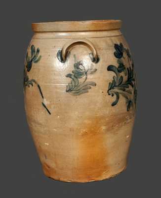 Rare 8 Gal. Baltimore Stoneware Crock with Floral Decoration