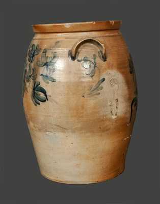 Rare 8 Gal. Baltimore Stoneware Crock with Floral Decoration