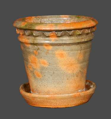 Rare Galena, IL Redware Flowerpot with Crimped Rim
