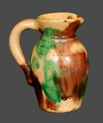 Rare Miniature Strasburg, VA Multi-Glazed Redware Pitcher