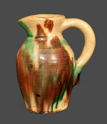 Rare Miniature Strasburg, VA Multi-Glazed Redware Pitcher