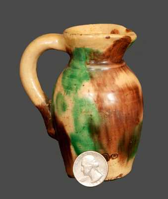 Rare Miniature Strasburg, VA Multi-Glazed Redware Pitcher