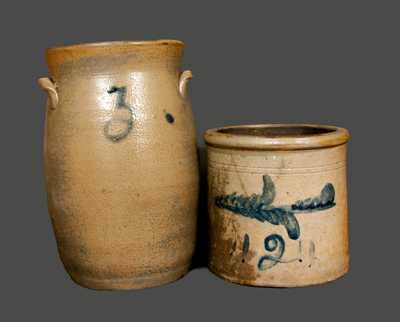 Lot of Two: Cobalt-Decorated Stoneware Pieces.