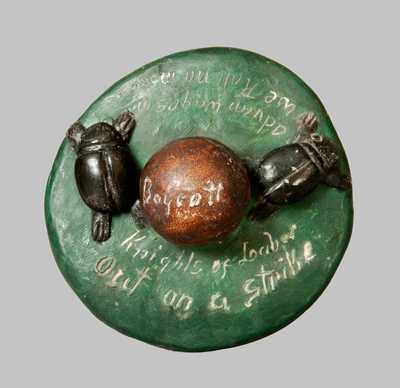 Very Rare Signed Anna Pottery Stoneware Dung Beetle Group with