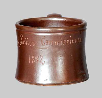 Rare Anna Pottery Stoneware Frog Mug Inscribed "St. Louis Police Commissioner / 1882"