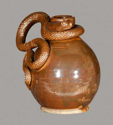 Rare Anna Pottery Stoneware Snake Jug Inscribed 