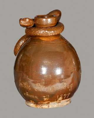 Rare Anna Pottery Stoneware Snake Jug Inscribed 
