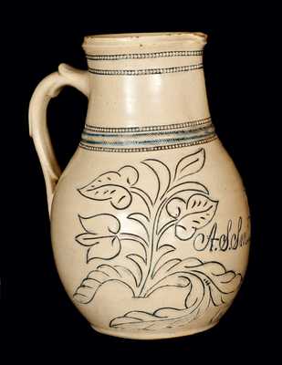 Rare Richard Remmey, Philadelphia, PA Stoneware Pitcher Incised 