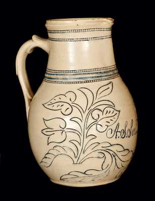Rare Richard Remmey, Philadelphia, PA Stoneware Pitcher Incised "A. S. Smith / 1906"