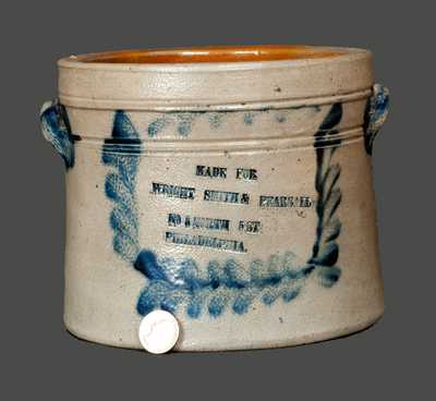 Rare Richard Remmey, Philadelphia, Stoneware Advertising Butter Crock