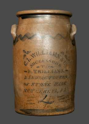 C. L. WILLIAMS / NEW GENEVA, PA 4 Gal. Stoneware Crock