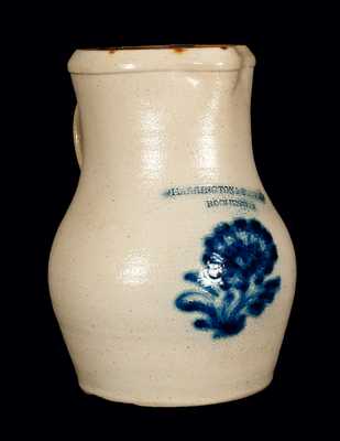 Very Rare HARRINGTON & BURGER / ROCHESTER Stoneware Pitcher with Floral Decoration