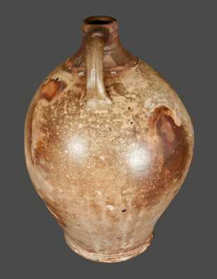Rare Early Stoneware Jug with Elaborate Incised Fish att. Albany, NY