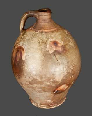 Rare Early Stoneware Jug with Elaborate Incised Fish att. Albany, NY