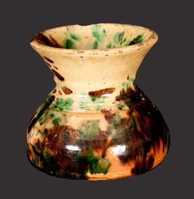 Multi-Glazed Redware Cuspidor, Strasburg, VA, circa 1890