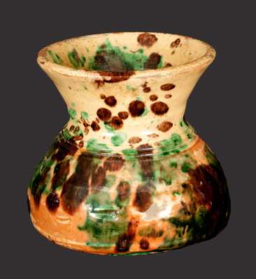 Multi-Glazed Redware Cuspidor, Strasburg, VA, circa 1890