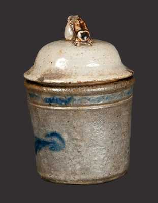 Extremely Rare Decorated Stoneware Preserve Jar with Dung Beetle Lid, Anna Pottery, circa 1880