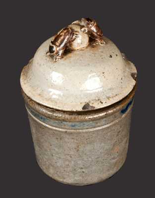 Extremely Rare Decorated Stoneware Preserve Jar with Dung Beetle Lid, Anna Pottery, circa 1880