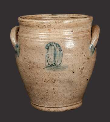 Very Rare Old Bridge, NJ, Stoneware Jar with Impressed Woman Profile on Front and Back