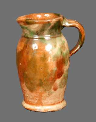 Multi-Glazed Redware Cream Pitcher, Strasburg, VA, circa 1890