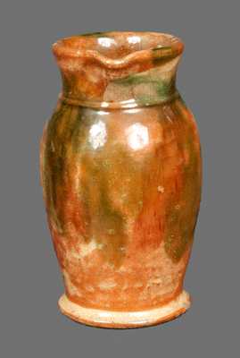 Multi-Glazed Redware Cream Pitcher, Strasburg, VA, circa 1890