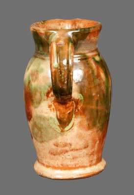 Multi-Glazed Redware Cream Pitcher, Strasburg, VA, circa 1890