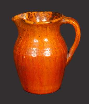 Pottery Cream Pitcher with Incised House Signature, Log Cabin Pottery, NC origin, circa 1930