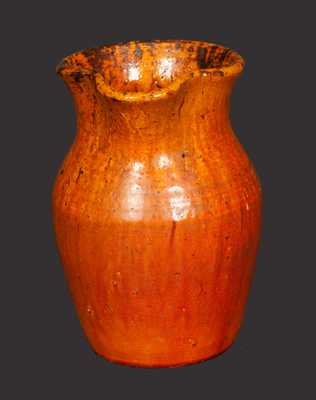 Pottery Cream Pitcher with Incised House Signature, Log Cabin Pottery, NC origin, circa 1930