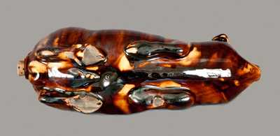 Extremely Rare Anna Pottery Rockinghamware Pig Flask with St. Louis Presentation Inscription