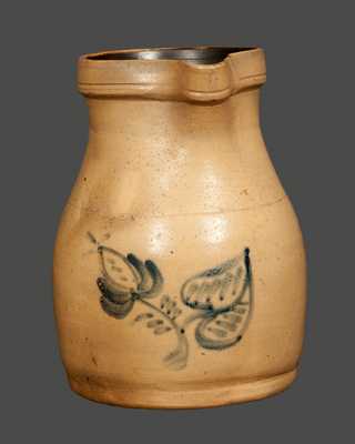 Stoneware Pitcher with Leaf and Floral Decoration