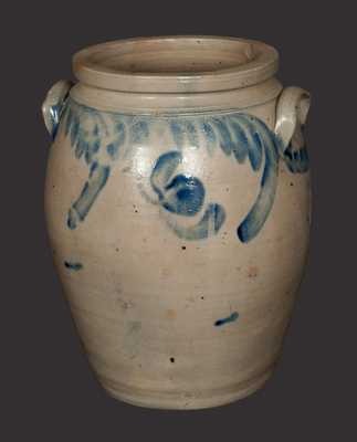 4 Gal. Ovoid Stoneware Jar with Hanging Tulip Decoration att. Chester County, PA