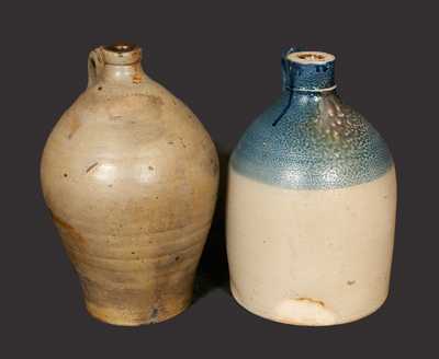 Lot of Two: Stoneware Jugs, including One Signed CHARLESTOWN