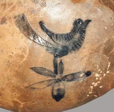 Ovoid Stoneware Jug with Bird and Floral Decoration, possibly Peter Cross, Hartford, CT