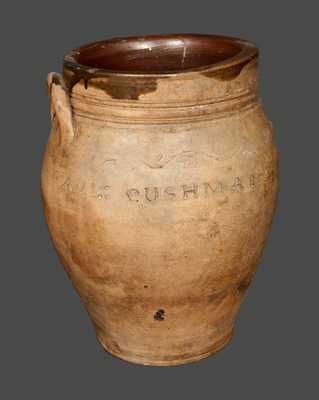 PAUL CUSHMAN (Albany, New York) Stoneware Crock with Coggled Decoration