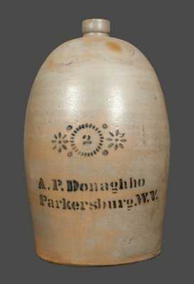A. P. DONAGHHO / PARKERSBURG, W.V. 2 Gal. Stoneware Jug