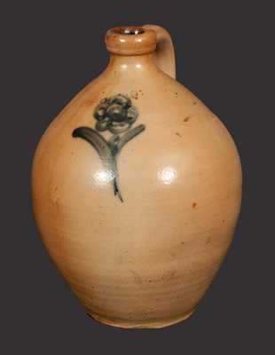 Ovoid Stoneware Jug with Floral Decoration