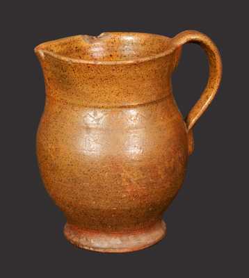 Redware Pitcher with Speckled Pumpkin Glaze