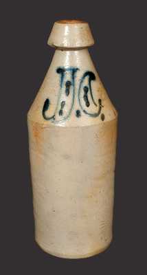 Stoneware Bottle with Slip-Trailed Cobalt 