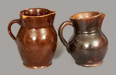 Lot of Two: Lead-Glazed Redware Pitchers