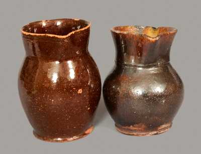 Lot of Two: Lead-Glazed Redware Pitchers
