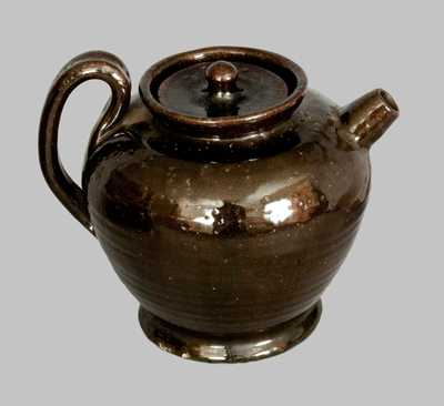 Unusual Manganese Glazed Redware Teapot