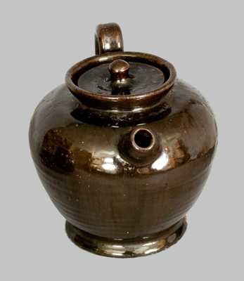 Unusual Manganese Glazed Redware Teapot