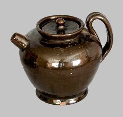 Unusual Manganese Glazed Redware Teapot