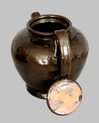 Unusual Manganese Glazed Redware Teapot