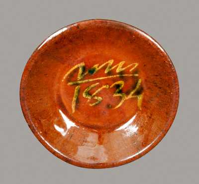 Slip-Decorated Redware Dish Dated 1834