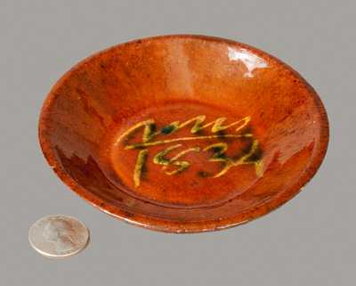 Slip-Decorated Redware Dish Dated 1834