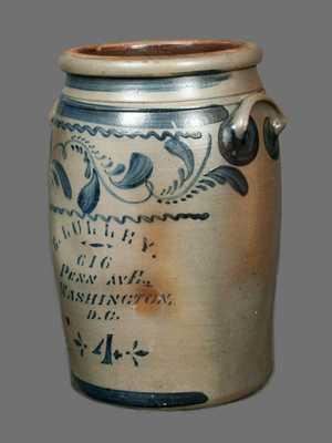 Rare E. LULLEY / WASHINGTON, DC Stoneware Crock with Elaborate Decoration