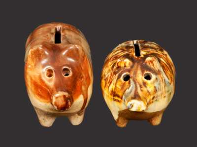 Lot of Two: English Pottery Pig Banks