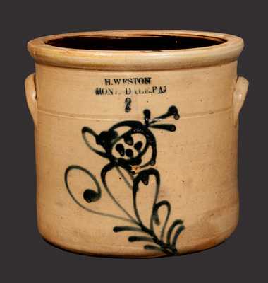H. WESTON / HONESDALE, PA Stoneware Crock with Floral Decoration